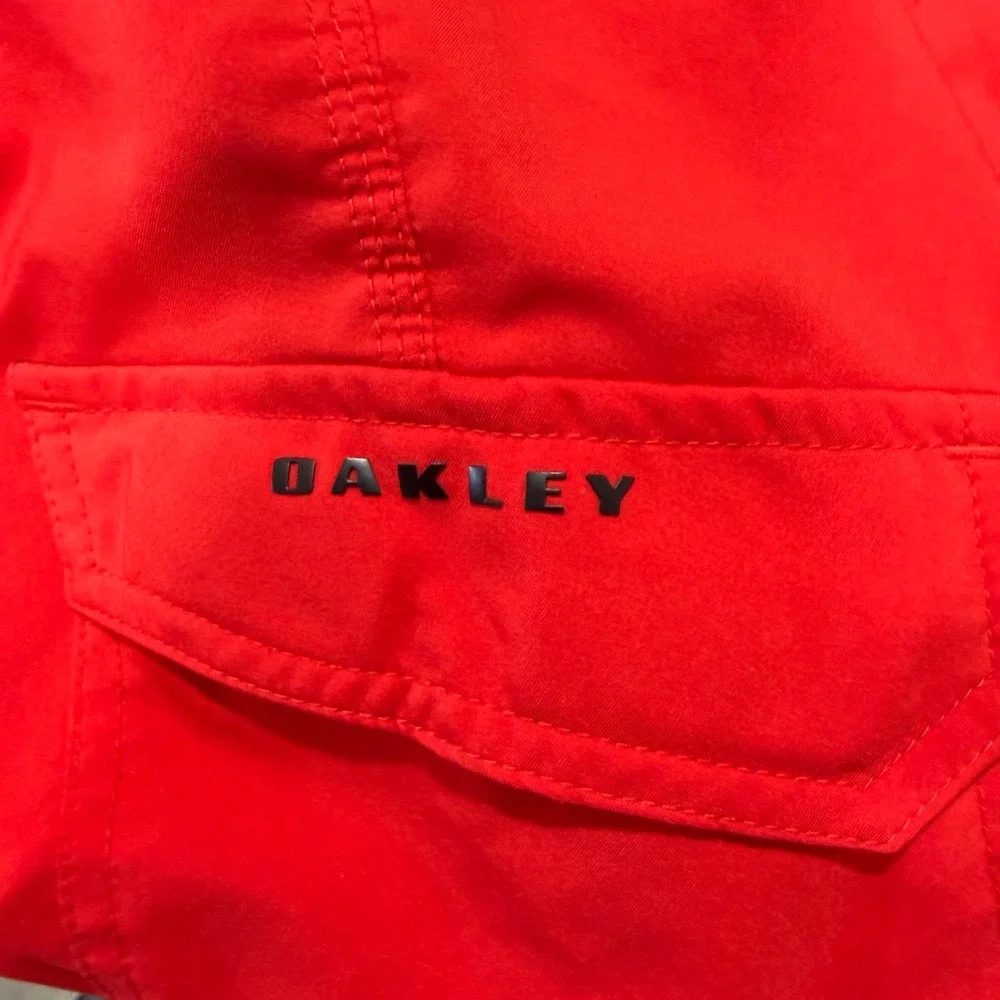 Oakley Mens Red Board Shorts Regular Fit Cargo Pocket Swim Trunks Size 36